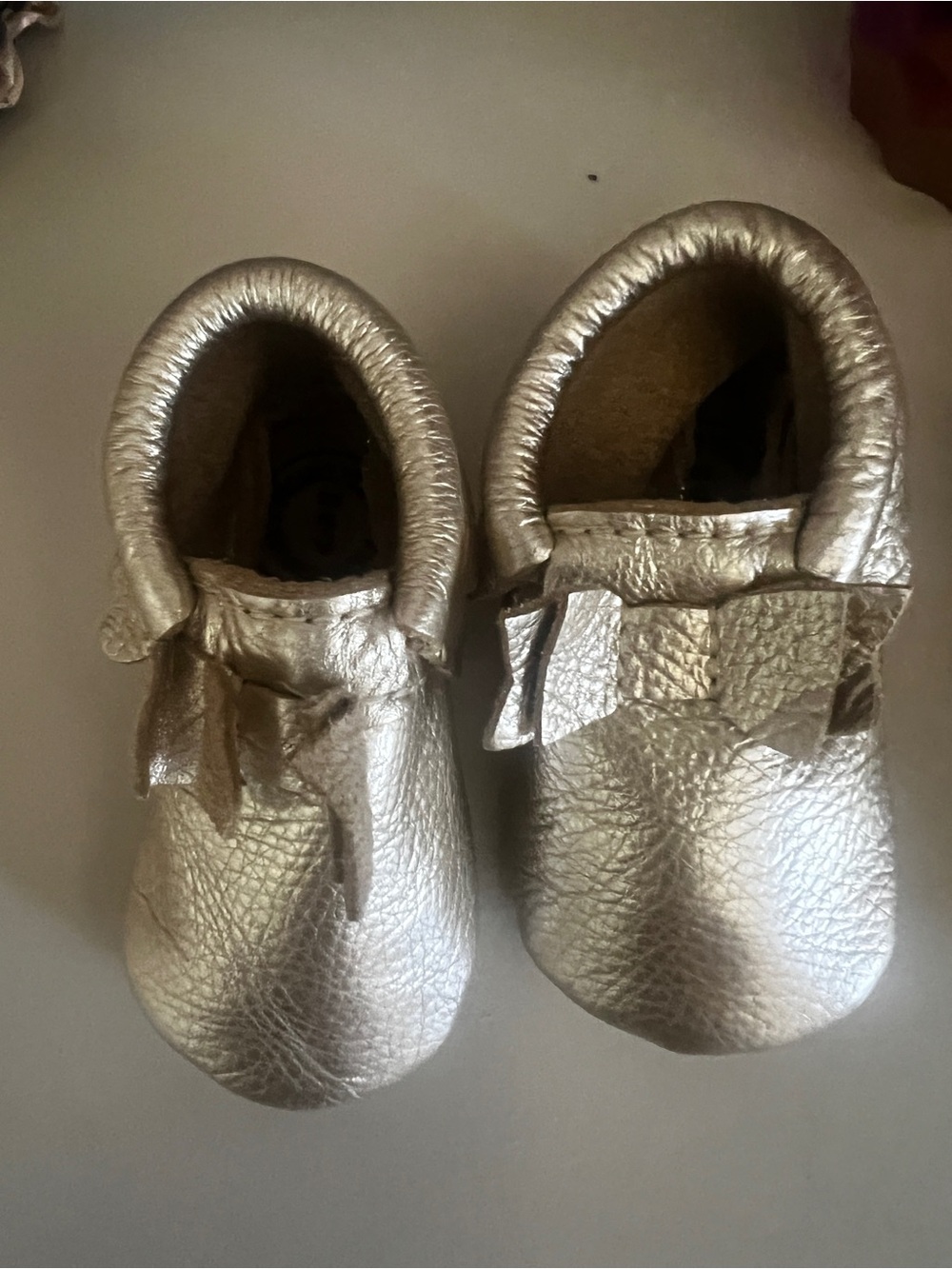 2 pair of infant Metallic Gold Moccasin Shoes